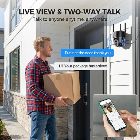 Solar Security Cameras Wireless Outdoor, 2K 360° View WiFi 3MP Security Cam | 2K Solar Powered Camera 3MP WiFi Security Camera for Home with Color Night Vision, PIR Detection, 2-Way Audio, Motion Alert in Kuwait