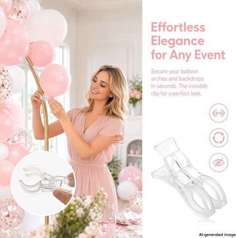 10 Pack Balloon Arch Clips, Clips for Balloon Arch, 3.5 Inch Clear Spring Clamps, Garland Hanging Clamps for Backdrop Stand, Party Wedding Birthday Decorations in Kuwait