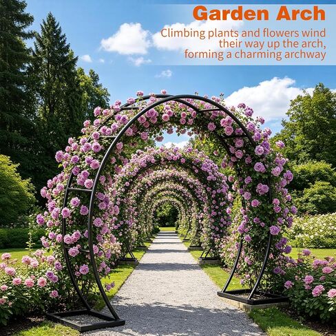 Round Metal Wedding Arch & Garden Trellis | Outdoor Decorative Plant Pergola for Climbing Vines, Roses & Flowers, Elegant Event Backdrop for Parties & Balloon Decor in Kuwait