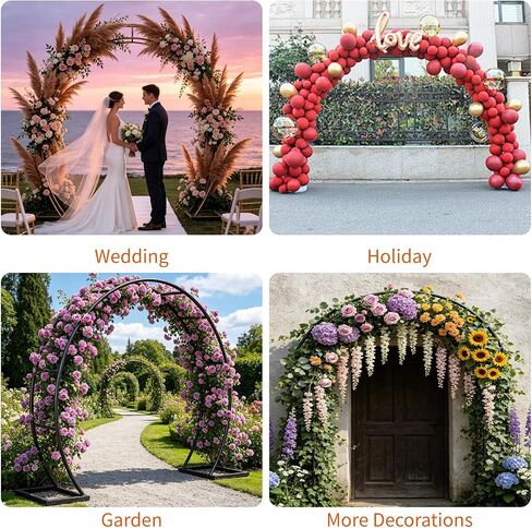 Round Metal Wedding Arch & Garden Trellis | Outdoor Decorative Plant Pergola for Climbing Vines, Roses & Flowers, Elegant Event Backdrop for Parties & Balloon Decor in Kuwait