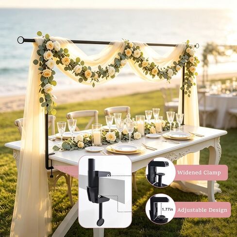 Over The Table Rod Stand with Clamps, Table Arch Stand Adjustable 30''-47'' Tall 34"-98" Length Black Table Balloon Arch Backdrop Stand for Wedding, Birthday, Halloween, Christmas Decorations in Kuwait
