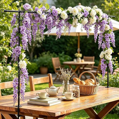 Over The Table Rod Stand with Clamps, Table Arch Stand Adjustable 30''-47'' Tall 34"-98" Length Black Table Balloon Arch Backdrop Stand for Wedding, Birthday, Halloween, Christmas Decorations in Kuwait