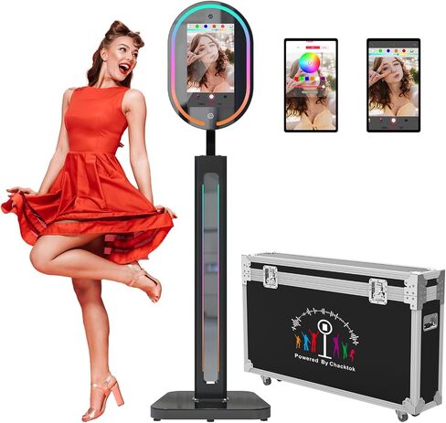 Magic Mirror Photo Booth, Windows OS Exclusive Photobooth Machine | with 15.6 Inch Touch Screen, 12MP 4K Selfie Camera, Flight Case, ChackTok APP Not Supported in Kuwait