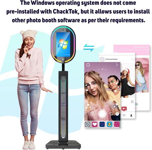 Magic Mirror Photo Booth, Windows OS Exclusive Photobooth Machine | with 15.6 Inch Touch Screen, 12MP 4K Selfie Camera, Flight Case, ChackTok APP Not Supported in Kuwait