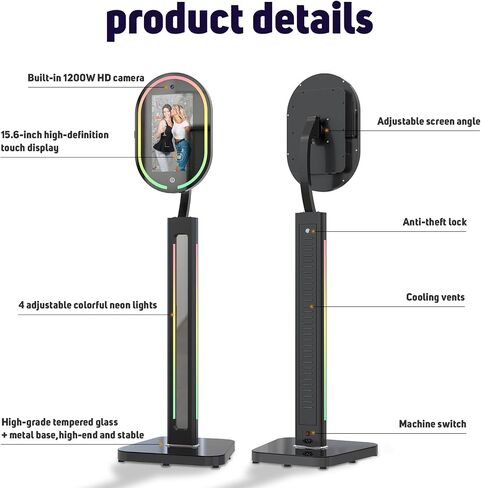 Magic Mirror Photo Booth, Windows OS Exclusive Photobooth Machine | with 15.6 Inch Touch Screen, 12MP 4K Selfie Camera, Flight Case, ChackTok APP Not Supported in Kuwait
