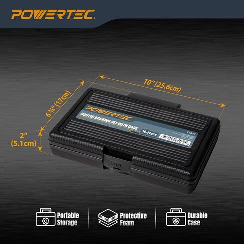 POWERTEC Router Guide, Router Bushing Guide Set, Router Template Guide 10 Pcs w/Storage Case, Fits Porter Cable Style Router Sub Base Plate. Size 5/16" to 1" Router Inlay Kit for Woodworking (71051E) in Kuwait