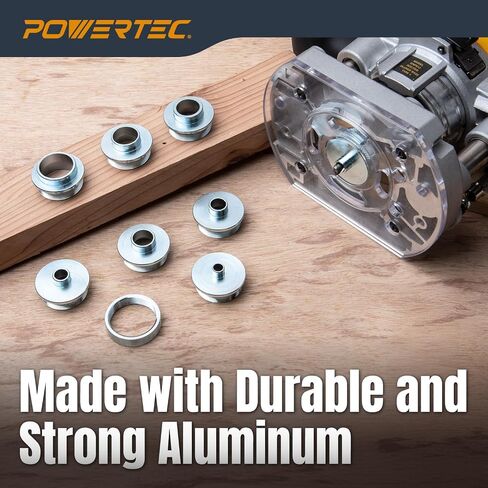 POWERTEC Router Guide, Router Bushing Guide Set, Router Template Guide 10 Pcs w/Storage Case, Fits Porter Cable Style Router Sub Base Plate. Size 5/16" to 1" Router Inlay Kit for Woodworking (71051E) in Kuwait