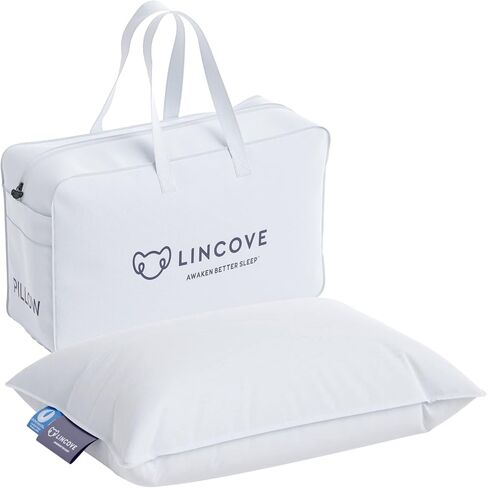 Lincove Canadian Down Toddler Pillow for Sleeping - Perfect for Kids Travel Pillow, Nap Time, Toddler Cot, Crib, Bed - 800 Fill Power, 100% Cotton Shell, 400 Thread Count (13 x 18) in Kuwait
