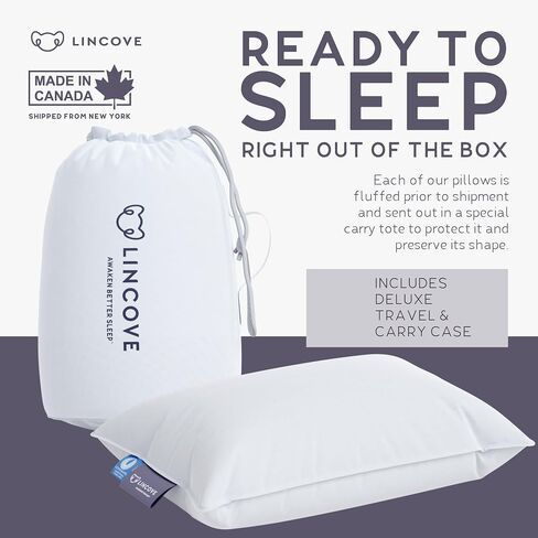 Lincove Canadian Down Toddler Pillow for Sleeping - Perfect for Kids Travel Pillow, Nap Time, Toddler Cot, Crib, Bed - 800 Fill Power, 100% Cotton Shell, 400 Thread Count (13 x 18) in Kuwait