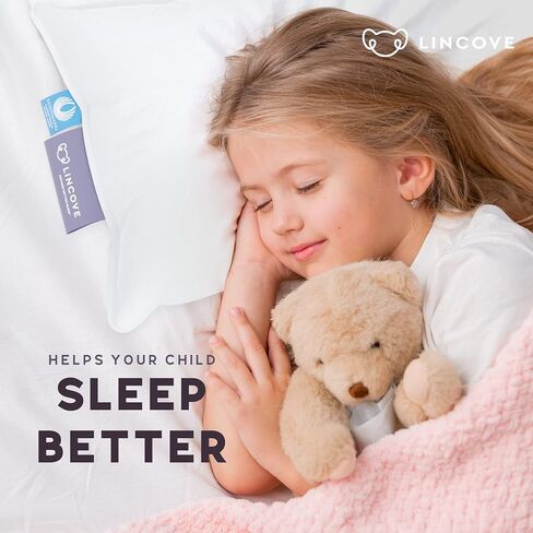 Lincove Canadian Down Toddler Pillow for Sleeping - Perfect for Kids Travel Pillow, Nap Time, Toddler Cot, Crib, Bed - 800 Fill Power, 100% Cotton Shell, 400 Thread Count (13 x 18) in Kuwait