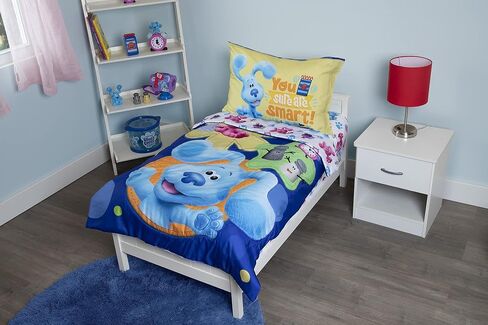 Blues Clues You Are Smart 4 Piece Toddler Bedding Set – Includes Comforter, Sheet Set – Fitted + Top Sheet + Reversible Pillowcase for Boys And Girls Beds, Blue in Kuwait