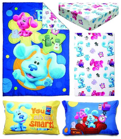 Blues Clues You Are Smart 4 Piece Toddler Bedding Set – Includes Comforter, Sheet Set – Fitted + Top Sheet + Reversible Pillowcase for Boys And Girls Beds, Blue in Kuwait