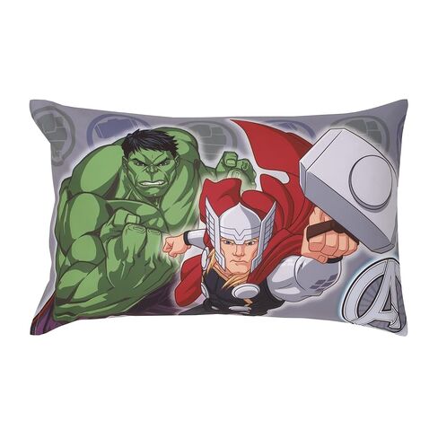 Disney Marvel Avengers Team Blue, Red, and Green Hulk, Captain America, Iron Man, and Thor 4 Piece Toddler Bed Set - Comforter, Fitted Bottom Sheet, Flat Top Sheet, and Reversible Pillowcase in Kuwait