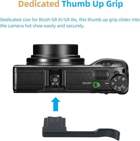 Metal Thumb Up Grip Hot Shoe Thumb Rest Grip for Ricoh GR3X GR3 - Black | Ergonomic Design, Made of Aluminium Alloy, Protect Hot Shoe Contacts, Provides Better Balance, Comfortable, Easy to Install in Kuwait