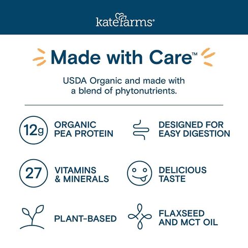 KATE FARMS Pediatric 1.2 High Calorie Shake, Vanilla, 6 Pack | Organic pediatric nutrition shake with 12g protein plus 27 vitamins and minerals. in Kuwait