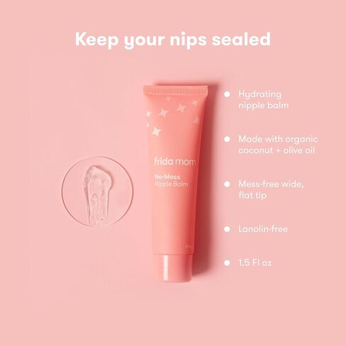 Frida Mom Nipple Cream and Saline Spray Set, Breastfeeding Essentials for New Moms, Cracked Nipple Saline Spray and No-Mess Cream, 2pc Set in Kuwait