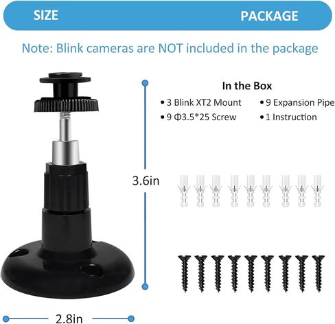 Blink Outdoor Camera Mount, 360 Degree Adjustable Indoor/Outdoor Wall Mount Bracket for Blink Home Security System Black 3 Pack | 360 Degree Adjustable Indoor/Outdoor Wall Mount Bracket in Kuwait