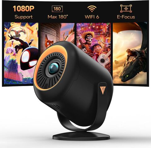 Projector with Wifi and Bluetooth Native 1080P, 4K Supported, Home Movie Projector with HDMI, USB, Type‑C, Compatible with Smartphone/ Tablet/ Laptop/ TV Stick/ PS5 for Gaming, Home Cinema in Kuwait