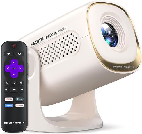 Miroir Roku TV Smart Projector with WiFi and Bluetooth, 150 ANSI, Dolby Audio, 270° Rotatable Stand, Auto Keystone & Zoom — Portable Mini Outdoor Movie Projector with Roku Streaming Built-in in Kuwait