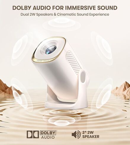 Miroir Roku TV Smart Projector with WiFi and Bluetooth, 150 ANSI, Dolby Audio, 270° Rotatable Stand, Auto Keystone & Zoom — Portable Mini Outdoor Movie Projector with Roku Streaming Built-in in Kuwait