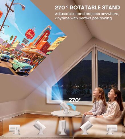 Miroir Roku TV Smart Projector with WiFi and Bluetooth, 150 ANSI, Dolby Audio, 270° Rotatable Stand, Auto Keystone & Zoom — Portable Mini Outdoor Movie Projector with Roku Streaming Built-in in Kuwait