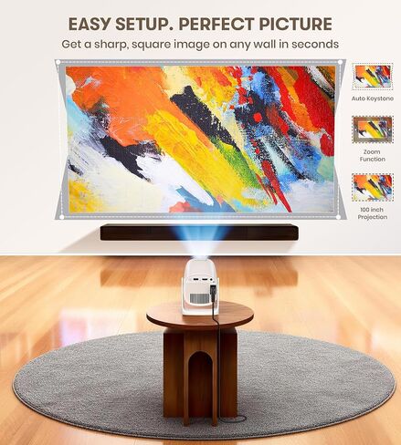 Miroir Roku TV Smart Projector with WiFi and Bluetooth, 150 ANSI, Dolby Audio, 270° Rotatable Stand, Auto Keystone & Zoom — Portable Mini Outdoor Movie Projector with Roku Streaming Built-in in Kuwait