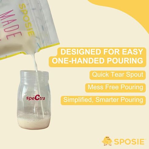 SPOSIE SimpleFeed Breast Milk Storage Bags, Feeding Made Easier, 100 Ct | Temperature Sensor, 8oz Bags, BPA-Free, Freezer Safe, Leak-Proof, Easy-Pour Design in Kuwait