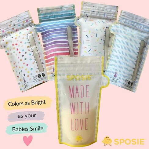SPOSIE SimpleFeed Breast Milk Storage Bags, Feeding Made Easier, 100 Ct | Temperature Sensor, 8oz Bags, BPA-Free, Freezer Safe, Leak-Proof, Easy-Pour Design in Kuwait