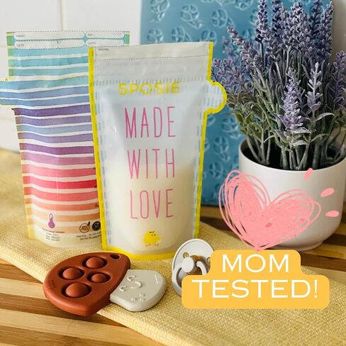 SPOSIE SimpleFeed Breast Milk Storage Bags, Feeding Made Easier, 100 Ct | Temperature Sensor, 8oz Bags, BPA-Free, Freezer Safe, Leak-Proof, Easy-Pour Design in Kuwait