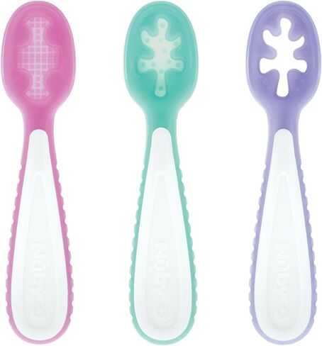Nuby Baby's First Spoons - 3 Pack | Pink/Aqua/Purple in Kuwait