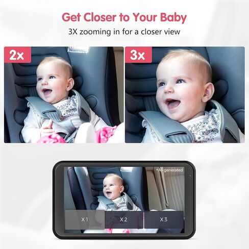 LUCKVIEW BM2 Baby Car Camera, 5.2" 1080P Rear Seat Monitor | 3X Zoom, 360° Rotating Lens and Clear Rear-Facing View; Easy Installation Helps You Check Infants and Pets in Saudi Arabia