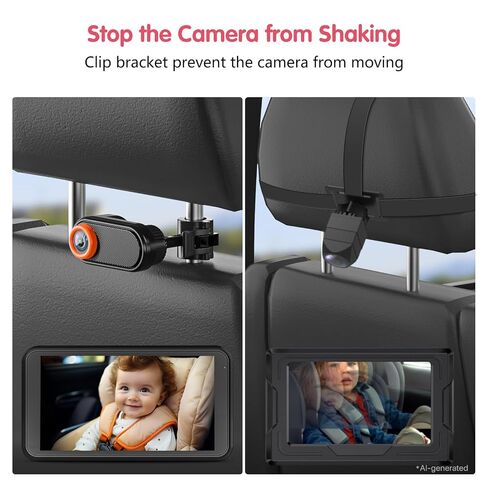 LUCKVIEW BM2 Baby Car Camera, 5.2" 1080P Rear Seat Monitor | 3X Zoom, 360° Rotating Lens and Clear Rear-Facing View; Easy Installation Helps You Check Infants and Pets in Saudi Arabia