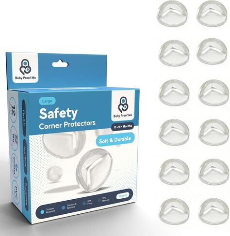 12 Large Table Corner Protectors - Edge Guards Baby Proofing | Large Furniture Corner Guards & Edge Protectors for Baby Proofing Tables, Soft Bumpers, Strong Adhesive - Clear in Kuwait
