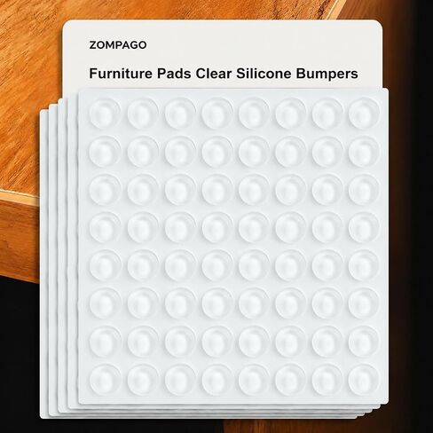ZOMPAGO Clear Silicone Furniture Pads 30PCS Cabinet Bumpers Protection | Silicone wall protector,sound dampening,anti-slip,fit table,hardwood floors,chair legs,wall scratch in Kuwait