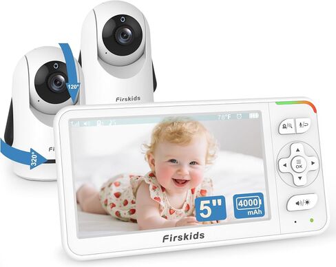 5" Baby Monitor with Camera and Audio, No WiFi Travel Baby Monitor, Pan Tilt Zoom Baby Camera Monitor with 2-Way Talk, 32H Battery, Room Temp Sensor, IR Night Vision, ECO Mode,1000ft Range | Security Hack Proof,Portable Baby Gift for Parents in Kuwait