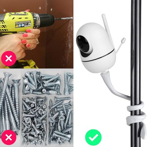 iTODOS Baby Monitor Mount Compatible with HelloBaby HB65/HB66/HB248,ANMEATE SM935E Baby Monitor Camera, Versatile Twist Mount Without Tools or Wall Damage -White in Kuwait