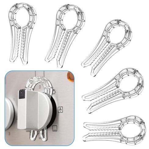 Gas Stove Knob Locks, Gap-fit Pin for Stove Knobs, for Knob Gap at Least 0.27", Baby Proofing Stove Knob Safety Covers, Stove Guard Clear, Pack of 5, with 1 Extra Piece for Back Up in Kuwait