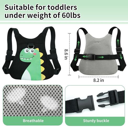 Toddler Harness Leash Anti Lost, 4 in 1 Baby Safety Wrist Link Belt with Dinosaur Pattern, Adjustable Kids Walking Strap for Boys Girls, Prevent Falling Travel Essentials (Black) in Kuwait