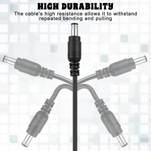 2Pcs DC Power Cable 12v DC Extension Cord 2.1mm x 5.5mm | Male to Male Power Adapter 12v Powers Extension Cable for LED Strip, Camera, DC5521 Jack Cables, Black in Kuwait