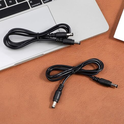 2Pcs DC Power Cable 12v DC Extension Cord 2.1mm x 5.5mm | Male to Male Power Adapter 12v Powers Extension Cable for LED Strip, Camera, DC5521 Jack Cables, Black in Kuwait