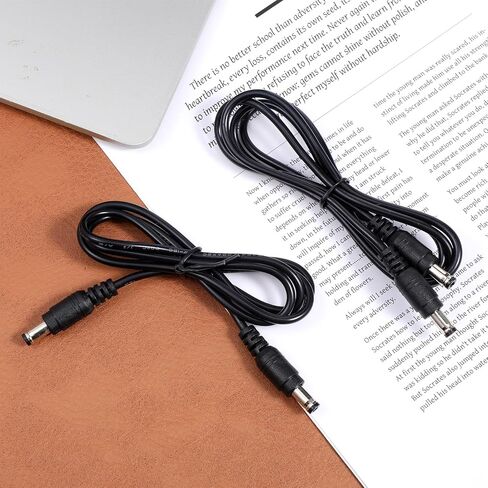 2Pcs DC Power Cable 12v DC Extension Cord 2.1mm x 5.5mm | Male to Male Power Adapter 12v Powers Extension Cable for LED Strip, Camera, DC5521 Jack Cables, Black in Kuwait