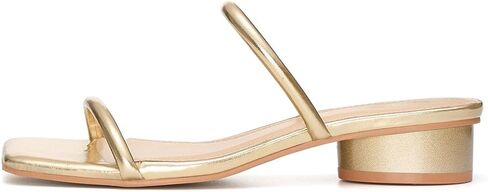 Square Open Toe Chunky Heels for Women Two Strap Low Block Heeled Slip On Short Sandals for Dressy Casual 1.18 inch Gold 7.5 in Kuwait