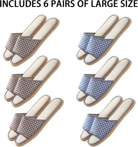 10 Pairs Washable House Slippers for Guests,Disposable Slippers for Guests,Breathable Open Toe Indoor Slipper,Spa Slipper for Guests,Home,Bedroom,Hotel,Travel,Unisex Universal Size(6 Large Size+4 Medium Size) in Kuwait