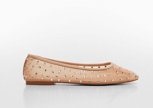 Apricot Breathable Mesh Ballet Flats for Women with Rhinestone Sparkly Dressy Slip-On Shoes for Wedding and Evening Party Size 6 in Kuwait