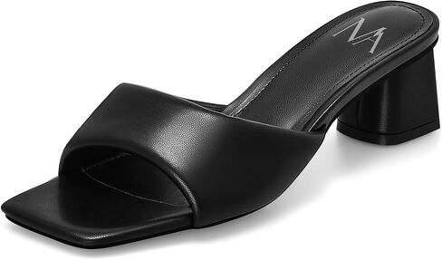 MIRAAZZURRA Heel Mules for Woman Square Open Toe Chunky Block Short Low Heel Slip on Heeled Sandals Casual Comfort Party Shoes in Kuwait