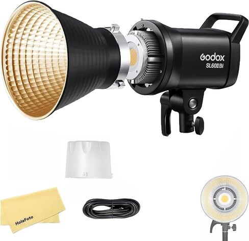 Godox SL60IID SL60II-D 70W COB LED Video Light,5600±200K,18600 Lux @1M | CRI≥96,TLCI≥97,App Control,8FX Effects,Bowens Mount,More Silent for Photography Studio Video Lighting[Godox SL-60W Upgraded] in Kuwait