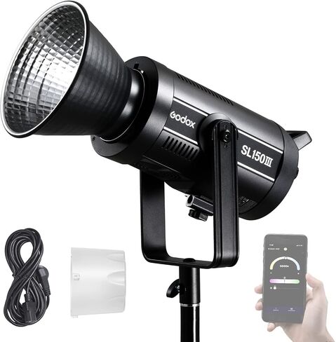 Godox SL200III LED Video Light,200W 95600Lux 5600K±200K CRI96+ TLCI97+,Bowens Mount Daylight-Balanced Countinuous Output Lighting for YouTube,Live Broadcast,Video in Kuwait
