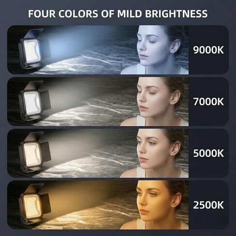 138 LED Video Light, Portable Photography Lighting, LED Camera Light, 4 Color 2500K-9000K, CRI 95+, Rechargeable 5400mAh, 180° Adjustable, Hangable, Magnet, Tripod Mountable in Kuwait