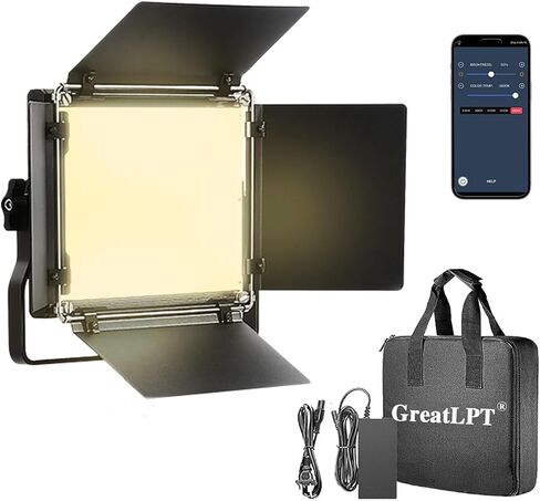50W 600 LED Photography Lighting with APP Control & Stand Kit, 3200K-5600K Dimmable CRI 96+ TLCI 97+ CQS 96+, 1800 Lux/1m, Bi-Color Video Light for Studio/Video Recording/Streaming/Film in Kuwait