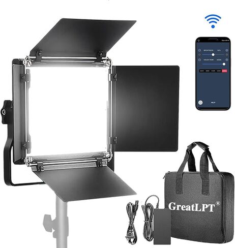 50W 600 LED Photography Lighting with APP Control & Stand Kit, 3200K-5600K Dimmable CRI 96+ TLCI 97+ CQS 96+, 1800 Lux/1m, Bi-Color Video Light for Studio/Video Recording/Streaming/Film in Kuwait